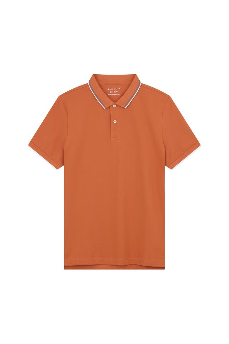 جيوردانو بولو رجالي بياقة بيكيه برتقالي بقصة ضيقة - Image 1