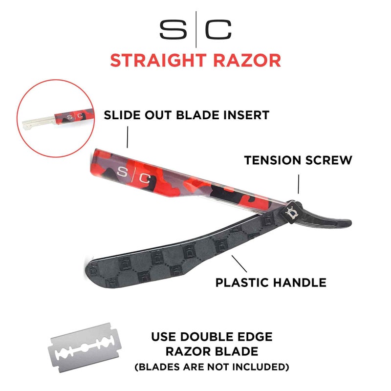 StyleCraft x Deluxe Line Professional Barber Straight Razor Camo Red (Blade not included) - Image 2