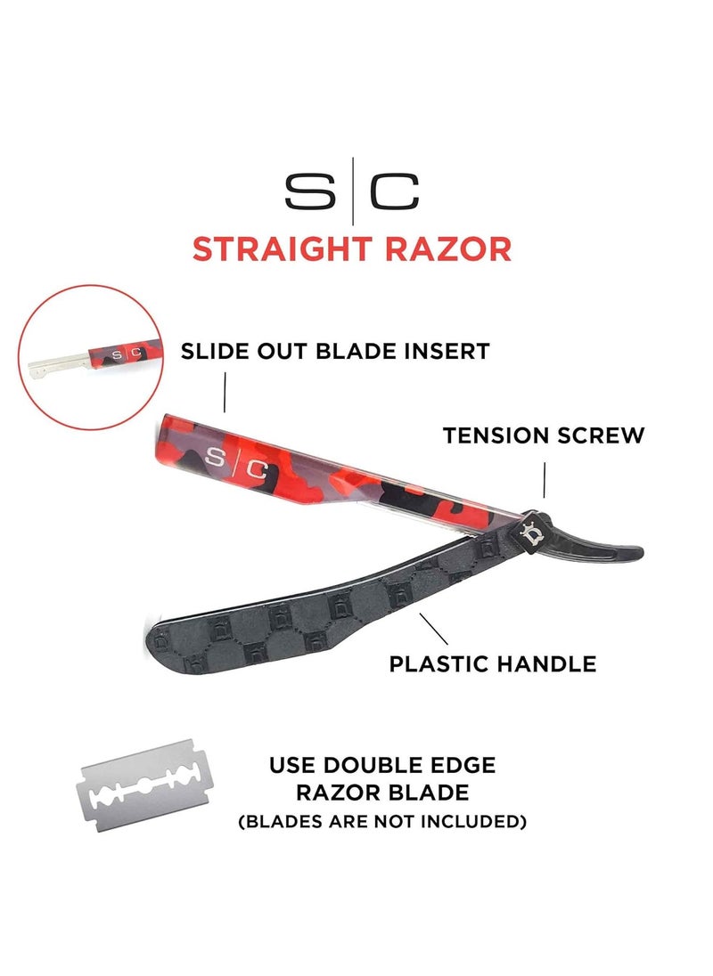 Stylecraft StyleCraft x Deluxe Line Professional Barber Straight Razor Camo Red (Blade not included)  - Image 2