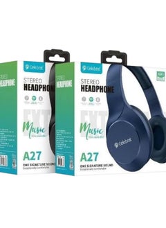 Celebrat A27 Wireless Bluetooth Panoramic Sound Effect Headphone with Deep Bass, AUX Input, TF Card - Blue