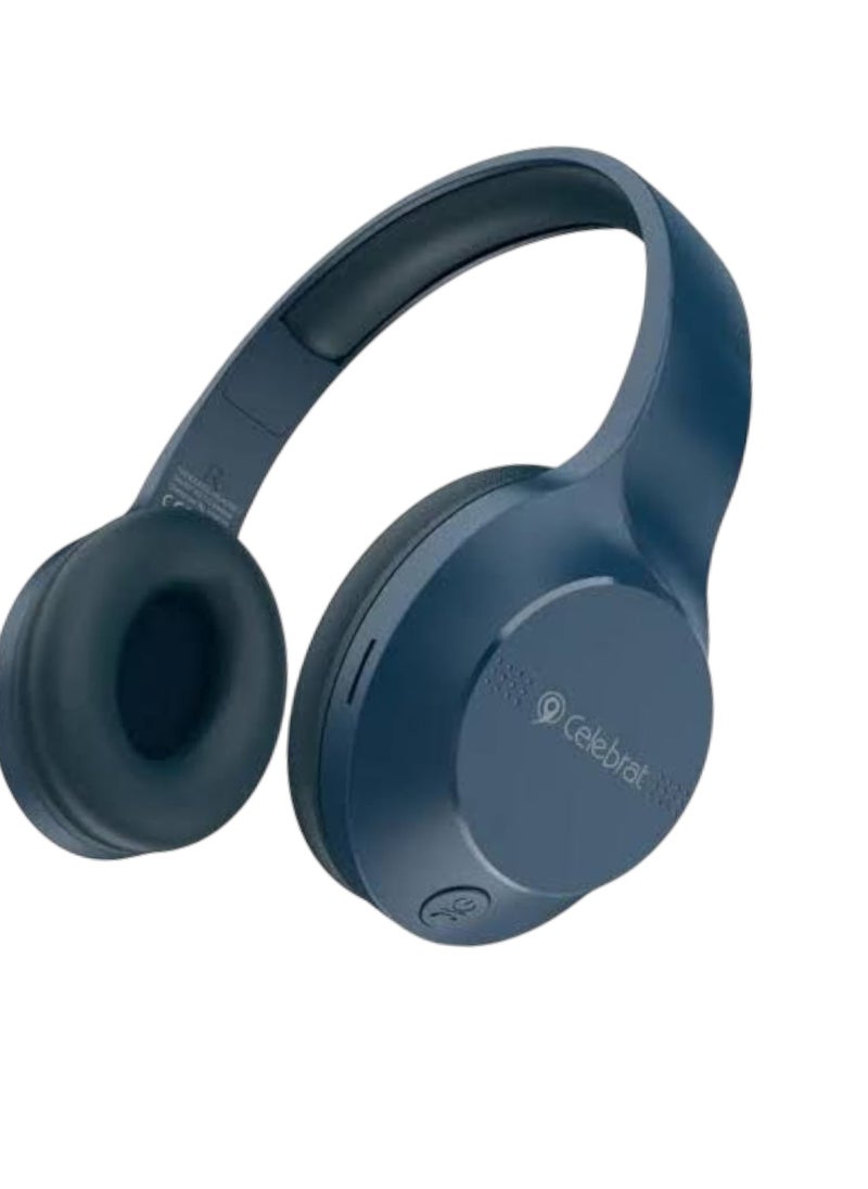 Celebrat - Celebrat A27 Wireless Bluetooth Panoramic Sound Effect Headphone with Deep Bass, AUX Input, TF Card - Blue - Image 1