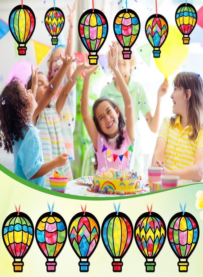Tinlade 24 Sets Crafts Suncatcher Tissue Paper Craft Kit DIY Window Decor Make Your Own Cross Hanging Ornaments for Holiday Activities Party Favors(Hot Air Balloons) - Image 4
