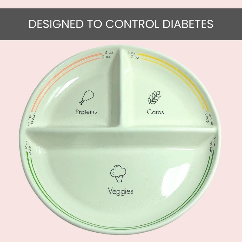 Uba DIABETIC Portion Control Plate (PORCELAIN) with Built-in Measurements - Image 2