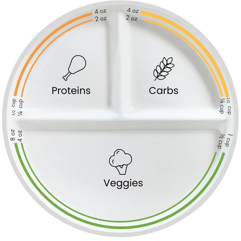 Uba DIABETIC Portion Control Plate (PORCELAIN) with Built-in Measurements - Image 1