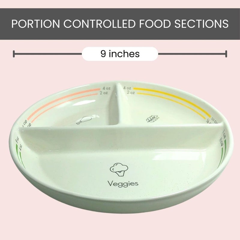 Uba DIABETIC Portion Control Plate (PORCELAIN) with Built-in Measurements - Image 3