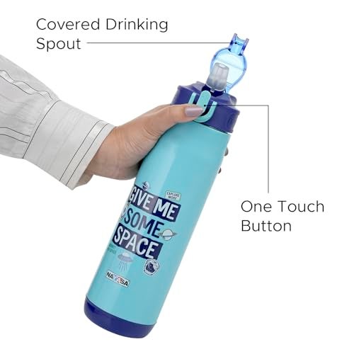 Nayasa Adonis 770ml Insulated Stainless Steel Water Bottle | BPA-Free | Leakproof | Push Cap | School, College & Office Use | Blue - Image 3