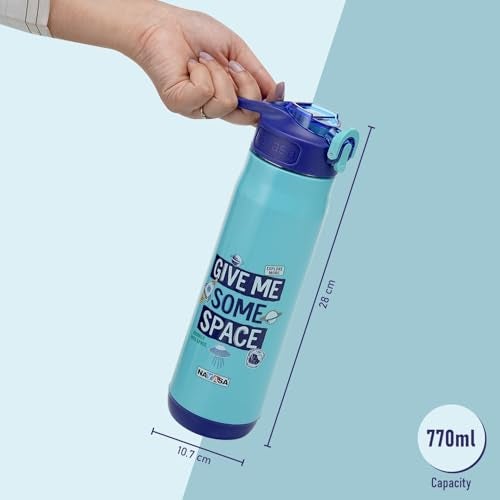 Nayasa Adonis 770ml Insulated Stainless Steel Water Bottle | BPA-Free | Leakproof | Push Cap | School, College & Office Use | Blue - Image 5