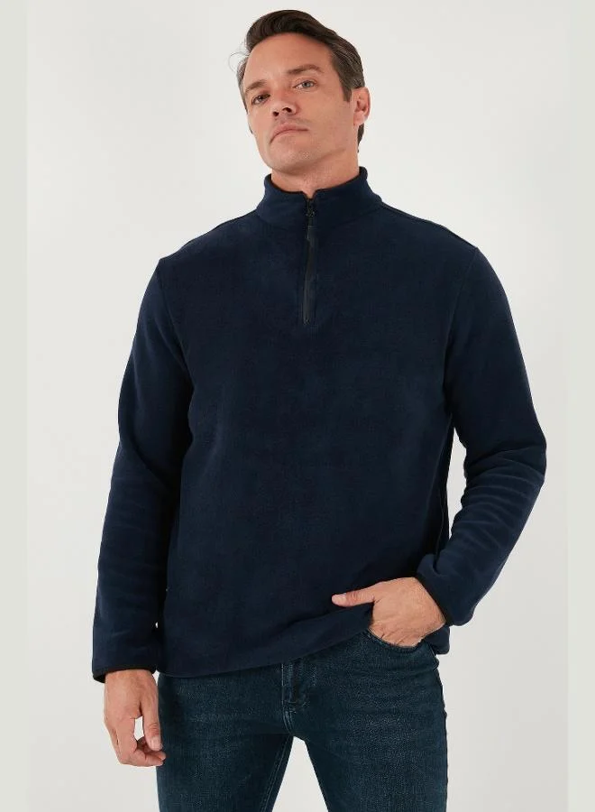 Buratti Slim Fit Half Zipper Stand Collar Polar Fleece Men's POLAR 5906003