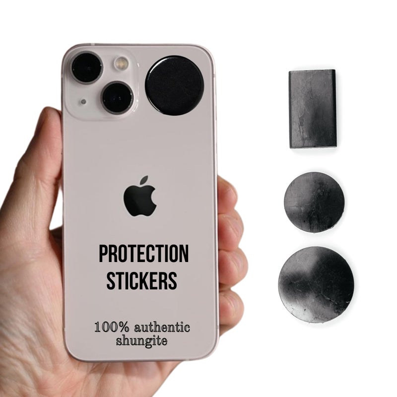 KarelianMasters KARELIANMASTERS Shungite Cell Phone Stickers 3 Pack Original Stone Protection Blocker Shield Bodywell Chip Protector Crystal Set Set of 3 Plates