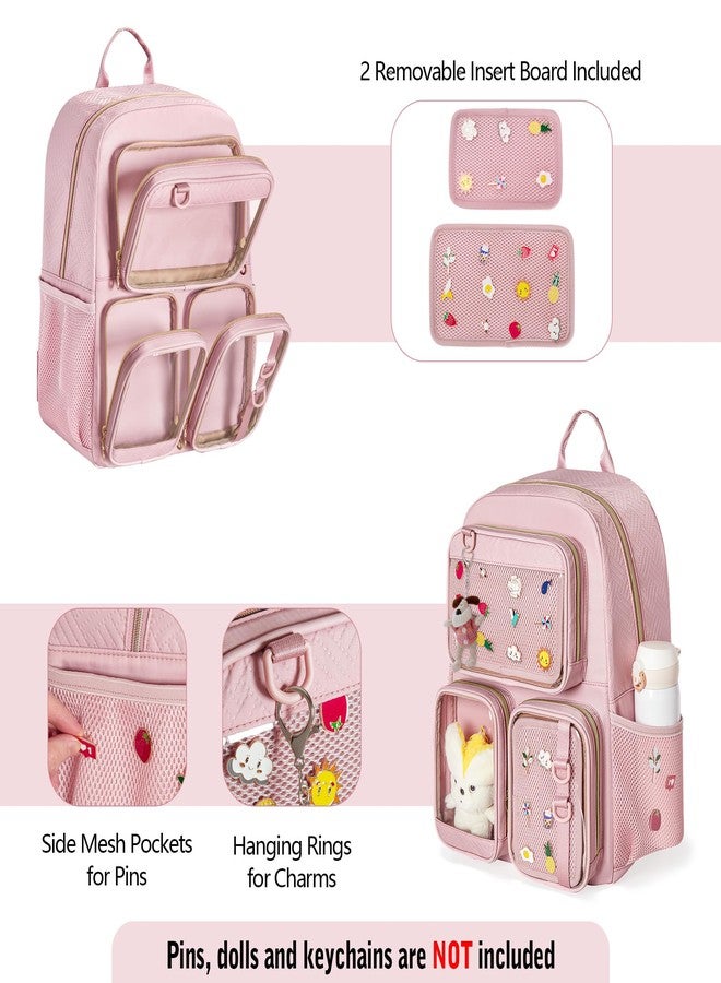 Prokva Ita Bag Pin Display Backpack with Insert, Kawaii Aesthetic Backpack with Laptop Sleeve for Cosplay and Concert, Pink, Medium (12.4" x 6.3" x 16.9") - Image 2