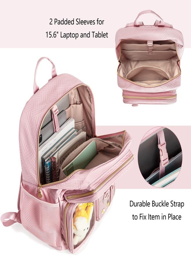 Prokva Ita Bag Pin Display Backpack with Insert, Kawaii Aesthetic Backpack with Laptop Sleeve for Cosplay and Concert, Pink, Medium (12.4" x 6.3" x 16.9") - Image 3