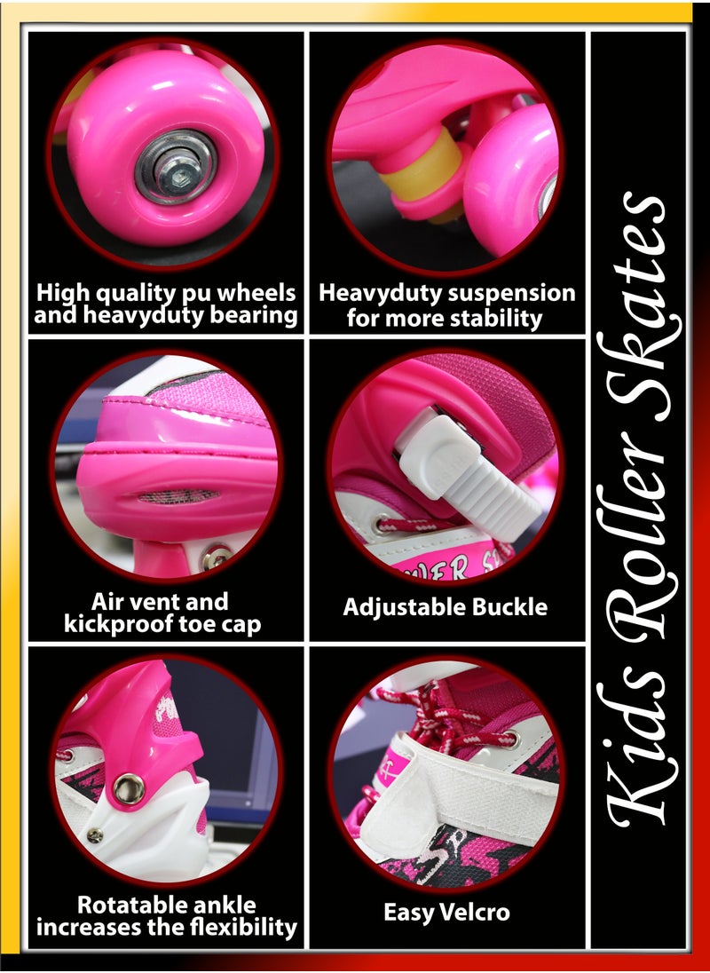 DBLEW - Double Row Roller Skates for Kids Adjustable Size Breathable Design With Safety Gear Set Fun Outdoor Sports Activity for Children Boys and Girls Four Wheel Roller Skating Shoes Size Available Small Medium and Large - Image 1