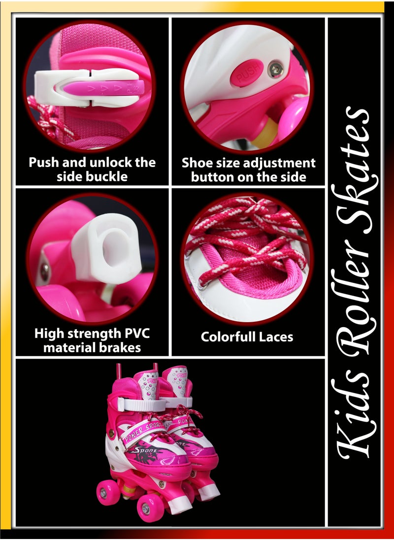 DBLEW - Double Row Roller Skates for Kids Adjustable Size Breathable Design With Safety Gear Set Fun Outdoor Sports Activity for Children Boys and Girls Four Wheel Roller Skating Shoes Size Available Small Medium and Large - Image 1