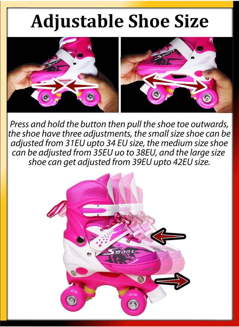 DBLEW - Double Row Roller Skates for Kids Adjustable Size Breathable Design With Safety Gear Set Fun Outdoor Sports Activity for Children Boys and Girls Four Wheel Roller Skating Shoes Size Available Small Medium and Large - Image 1
