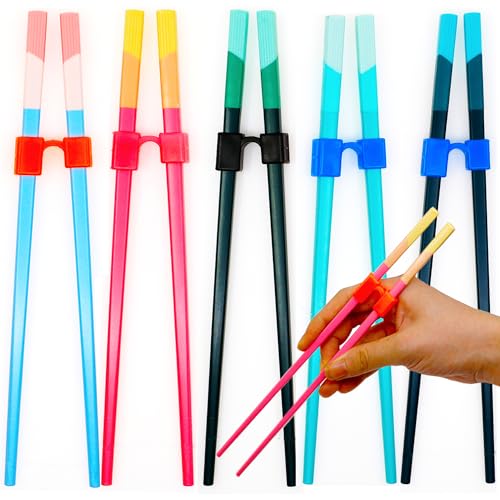 Fejapa 5 Pairs Reusable Chopstick Helpers Training Chop sticks Adult Senior Elderly Practice Chopsticks for Beginners Right Left Handed Chinese Learning Chopstick Dishwasher Safe Chop stick Trainer - Image 1