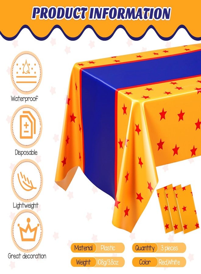 Oudain 3 Pcs Anime Theme Tablecloth 108 x 54 Inches Cartoon Table Covers Yellow Blue and Red Stars Print Table Cloth for Birthday Party Decoration - Image 4