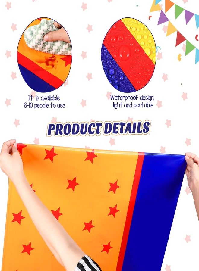 Oudain 3 Pcs Anime Theme Tablecloth 108 x 54 Inches Cartoon Table Covers Yellow Blue and Red Stars Print Table Cloth for Birthday Party Decoration - Image 3