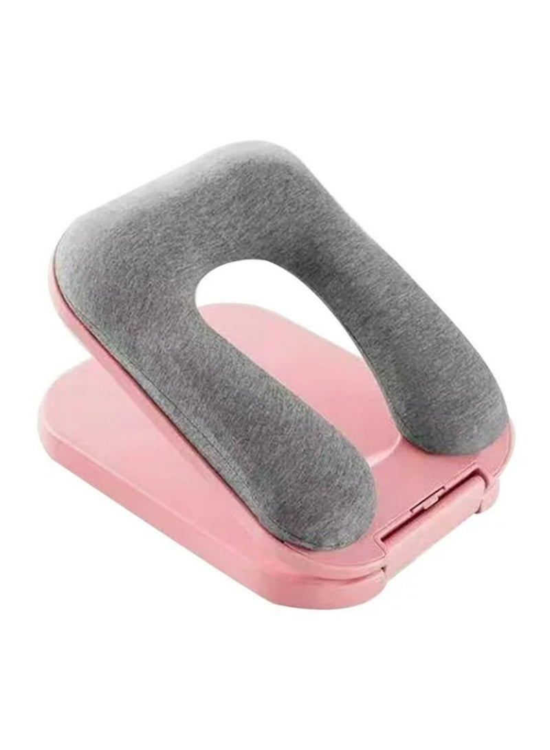 Leostar Ergonomic Foldable Desktop Nap Pillow for Kids & Students - Portable U-Shaped Memory Foam Face Down Sleeping Cushion, Head & Neck Support Sleep Aid for School Classroom - Pink - Image 4