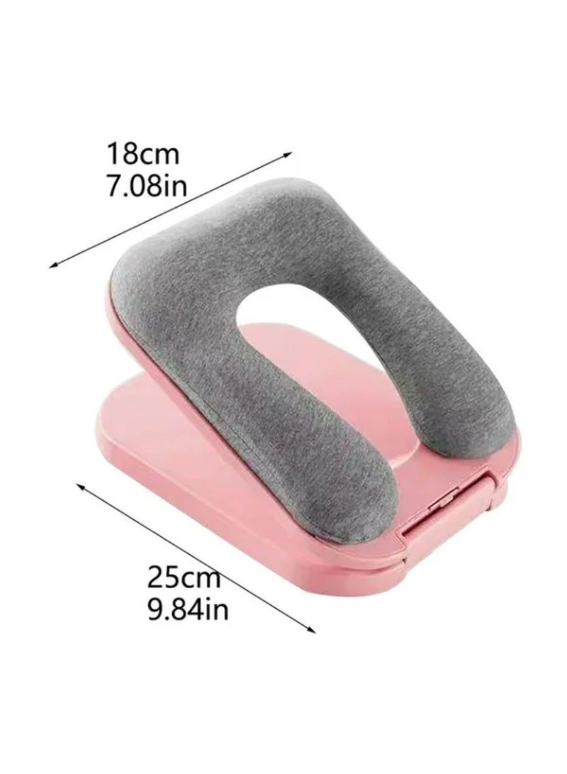 Leostar Ergonomic Foldable Desktop Nap Pillow for Kids & Students - Portable U-Shaped Memory Foam Face Down Sleeping Cushion, Head & Neck Support Sleep Aid for School Classroom - Pink - Image 5