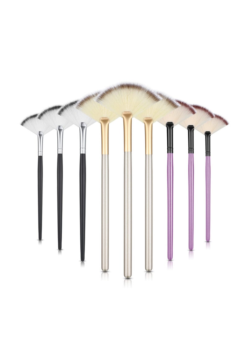 Maitys Maitys 9 Pieces Facial Brushes Fan Mask Brushes, Soft Facial Applicator Brushes Tools for Peel Glycolic Mask Makeup for Mud Cream (Champagne, Purple, Black) - Image 1