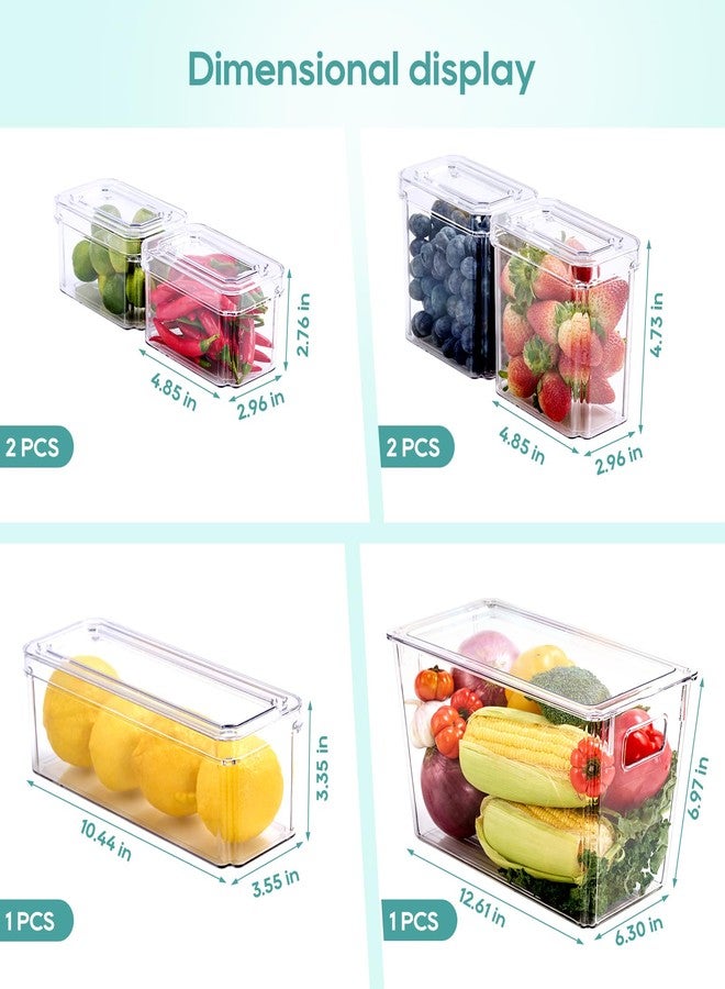 MUCHII 6 Pack Fridge Organizers and Storage, Stackable Fridge Organizer Bins with Lids, Kitchen Organizer Storage Containers for Fruit, Food, Vegetables - Image 4