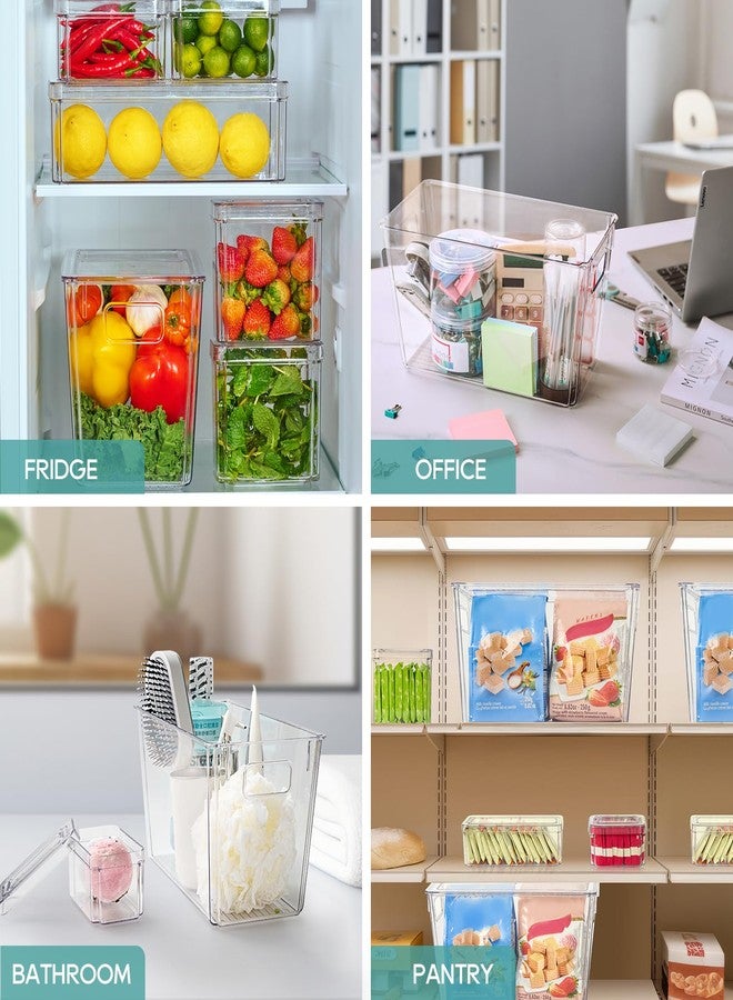 MUCHII 6 Pack Fridge Organizers and Storage, Stackable Fridge Organizer Bins with Lids, Kitchen Organizer Storage Containers for Fruit, Food, Vegetables - Image 3