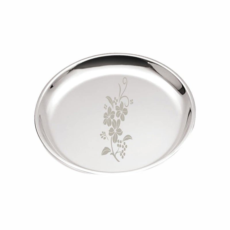 Neelam Neelam Stainless Steel 12, 22 Gauge, Lazer Etching Plate, 27.5 cm, Set of 4, Dishwasher Safe, Durable & Elegant Round Plate for Serving, Perfect for Daily Use, Parties, Special Occasion, Stylish Look - Image 2