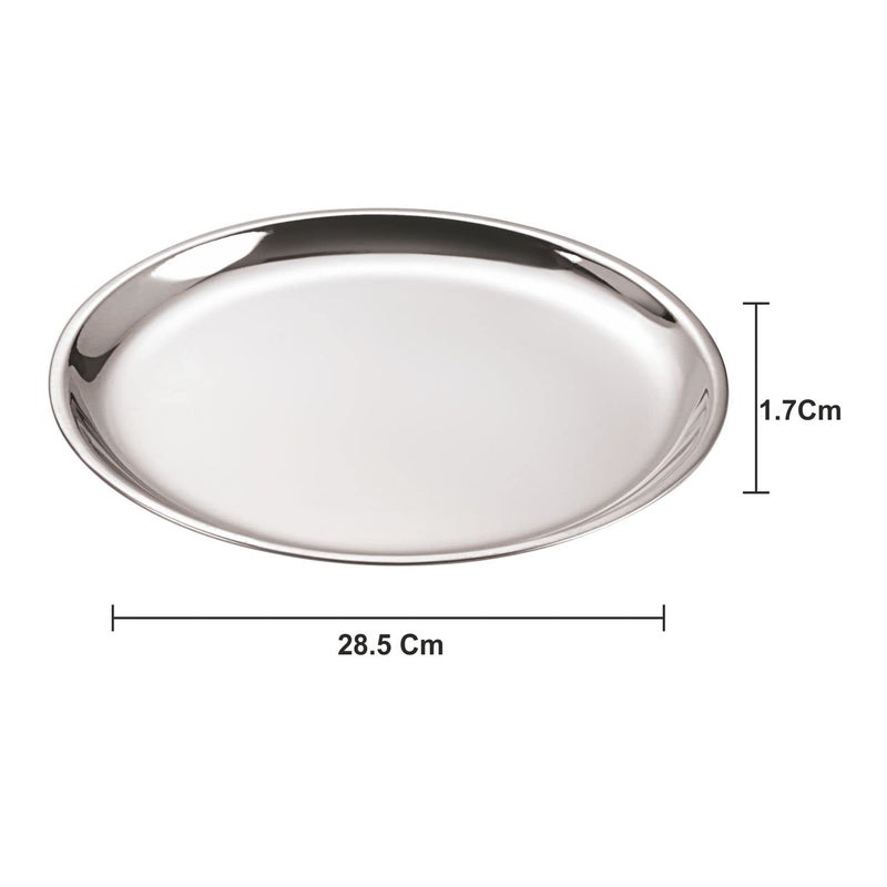 Neelam Neelam Stainless Steel 12, 22 Gauge, Lazer Etching Plate, 27.5 cm, Set of 4, Dishwasher Safe, Durable & Elegant Round Plate for Serving, Perfect for Daily Use, Parties, Special Occasion, Stylish Look - Image 5