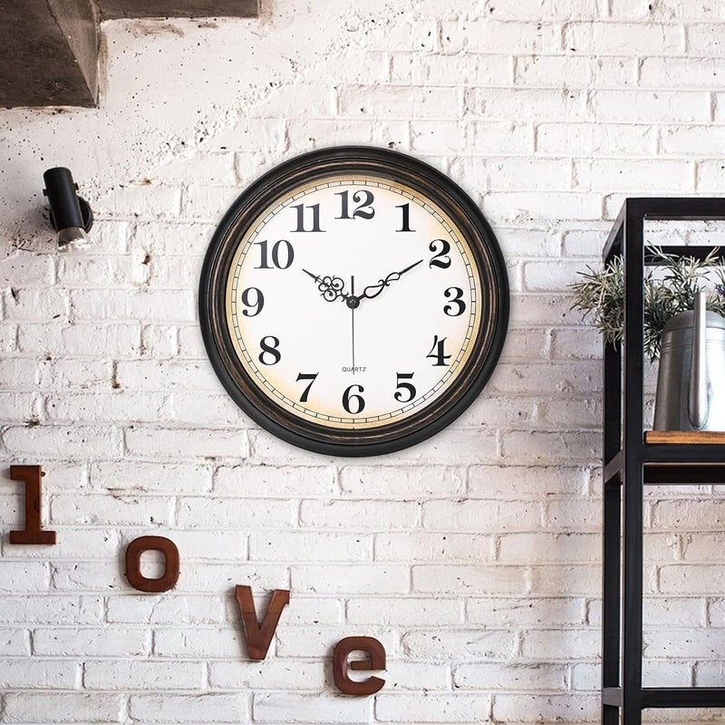 Yoiolclc Large Wall Clock 16 Inch Silent Non-Ticking Vintage Wall Clocks Battery Operated for Living Room (Bronze) - Image 4