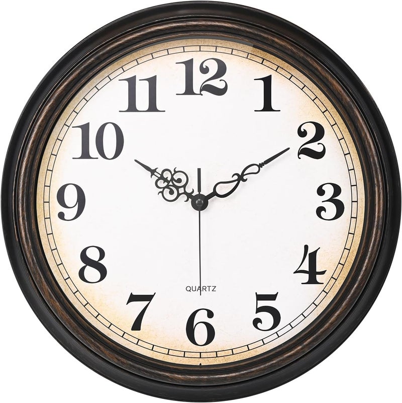 Yoiolclc Large Wall Clock 16 Inch Silent Non-Ticking Vintage Wall Clocks Battery Operated for Living Room (Bronze) - Image 1