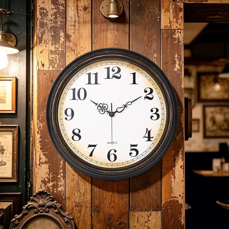 Yoiolclc Large Wall Clock 16 Inch Silent Non-Ticking Vintage Wall Clocks Battery Operated for Living Room (Bronze) - Image 2