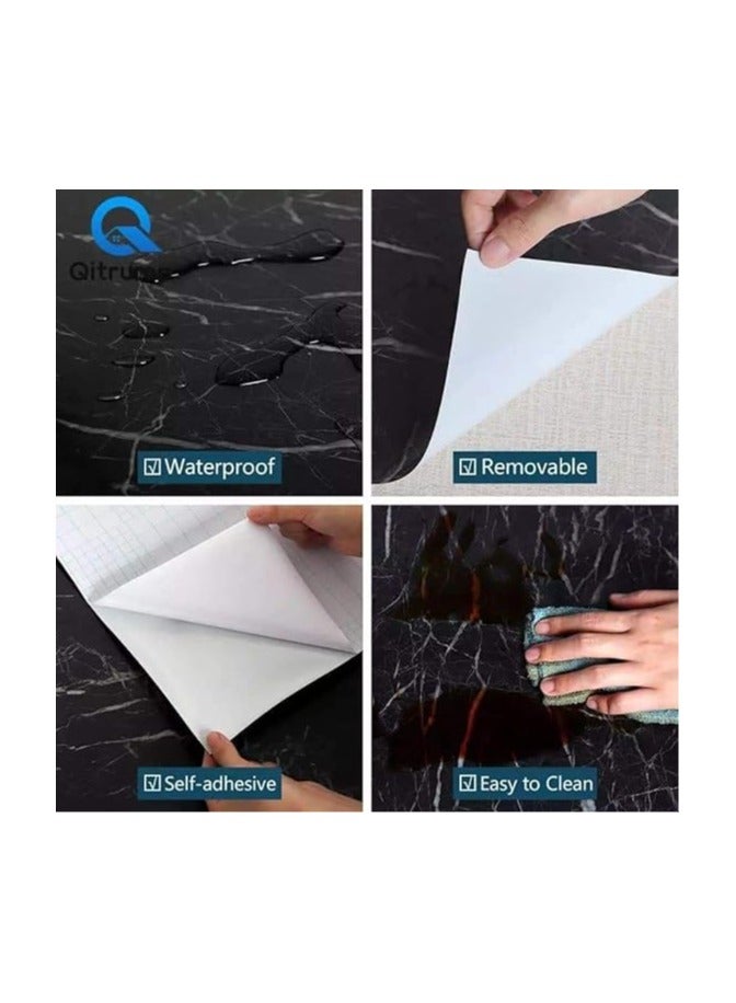 Luxury Black Marble Self-Adhesive Wallpaper Roll – Waterproof & Oil-Proof Vinyl Contact Paper – Removable Peel and Stick Decorative Film for Kitchen Countertops, Cabinets, Furniture & Walls – Easy to Clean DIY Home Decor - Image 3