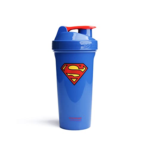 SmartShake Lite Justice League Superman Protein Shaker Bottle 800ml – BPA Free Leakproof Gym Protein Shakes Bottle for Protein Powder DC Comics Blue Water Bottle Superman Gifts - Image 1