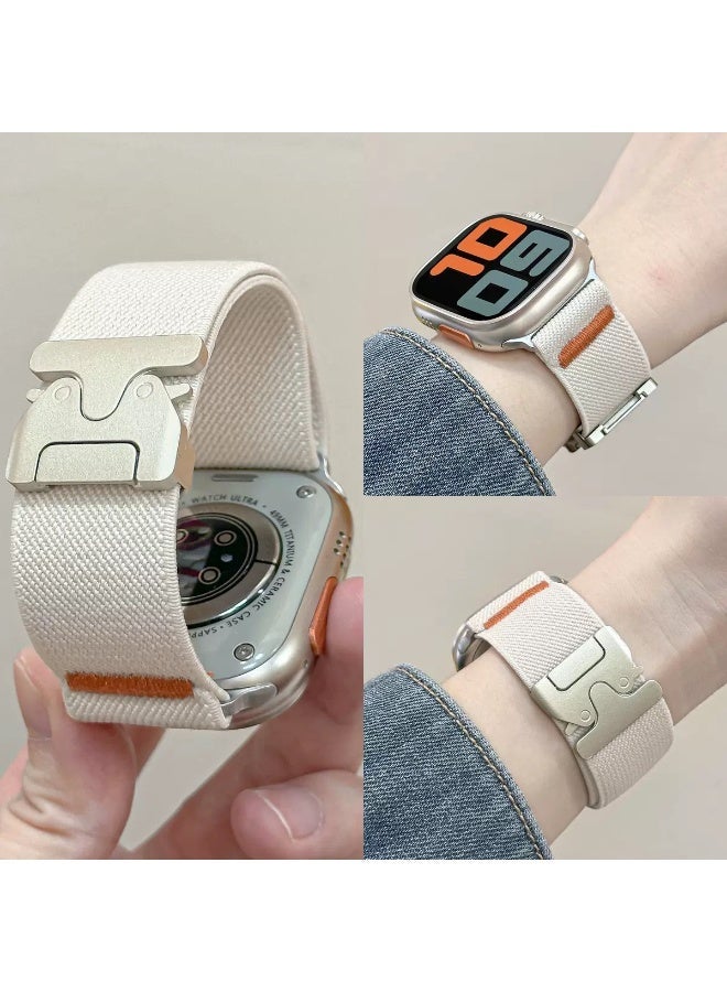 حزام رياضي مرن لساعة آبل ووتش ألترا/2/3 بمقاس 49مم 46مم 45مم 44مم 42مم، أحزمة آي ووتش للرجال، بقفل مظلي قابل للتمدد من النايلون والنسيج لساعة آبل ووتش SE 3/2/1 والسلسلة 11 10 9 8 7 6 5 4 3 ألترا - Image 2