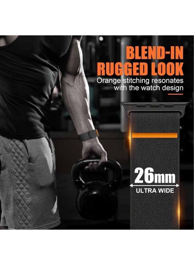 حزام رياضي مرن لساعة آبل ووتش ألترا/2/3 بمقاس 49مم 46مم 45مم 44مم 42مم، أحزمة آي ووتش للرجال، بقفل مظلي قابل للتمدد من النايلون والنسيج لساعة آبل ووتش SE 3/2/1 والسلسلة 11 10 9 8 7 6 5 4 3 ألترا - Image 5