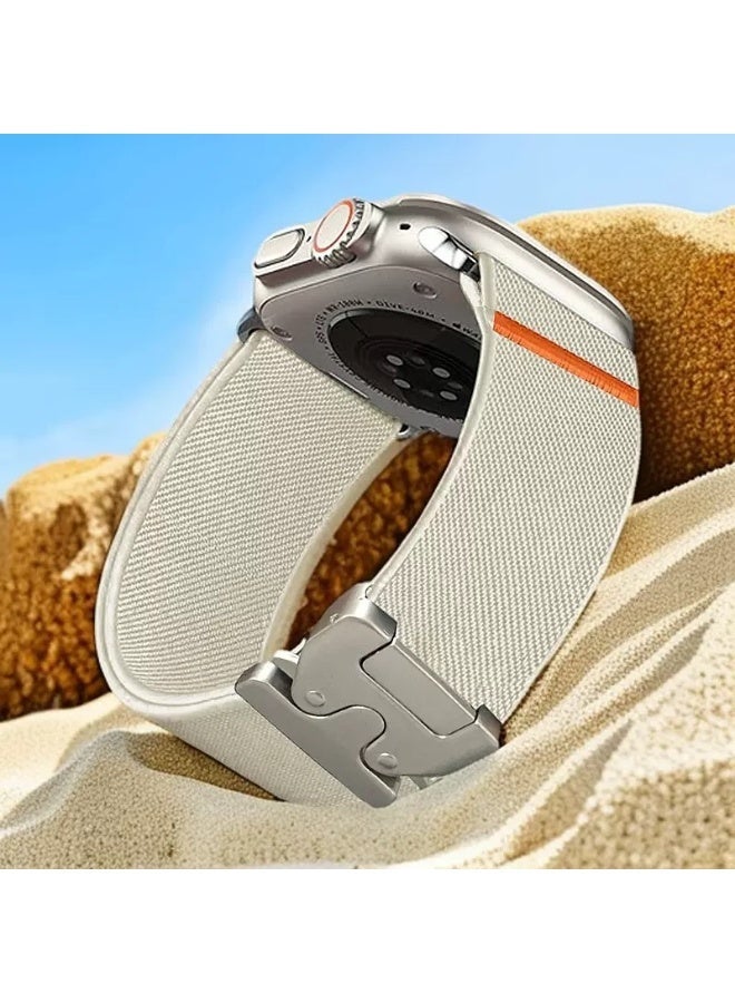 حزام رياضي مرن لساعة آبل ووتش ألترا/2/3 بمقاس 49مم 46مم 45مم 44مم 42مم، أحزمة آي ووتش للرجال، بقفل مظلي قابل للتمدد من النايلون والنسيج لساعة آبل ووتش SE 3/2/1 والسلسلة 11 10 9 8 7 6 5 4 3 ألترا - Image 3