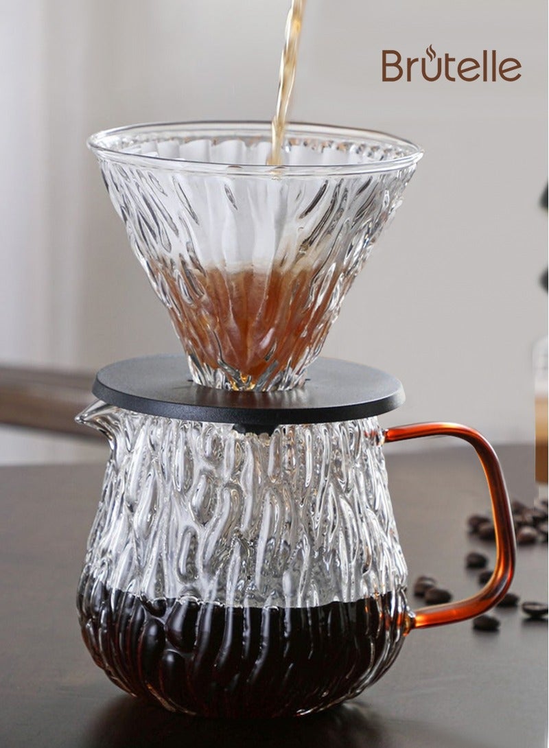 بريتيل طقم قهوة V60 سعة 2-4 أكواب مع ماكينة صنع قهوة يدوية مع مجموعة وعاء مشاركة الفلتر للمنزل والمكتب والسيارة الترفيهية والنزل في الهواء الطلق - Image 1