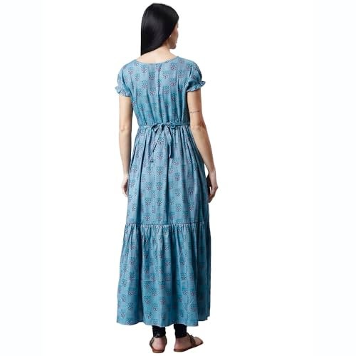 CEE 18 Women's Cotton Rayon A-Line Maternity Feeding Kurti with Zippers (9925_42, Flawy Ferozi, X-Large) - Image 4