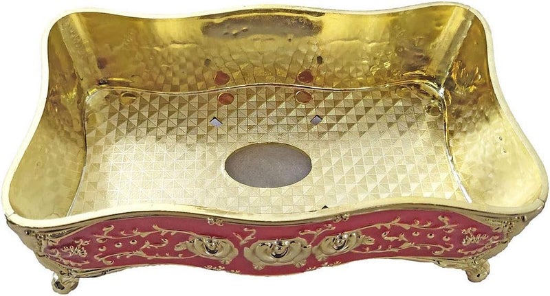 Cazuela European Style Tissue Box Cover Luxurious Elegant Design Facial Tissue Holder Decorative Tissue Box Cover for Home Office Car Red Golden - Image 2