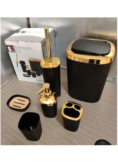 Generic 6 Piece Black and Gold Bathroom Set  - Image 1