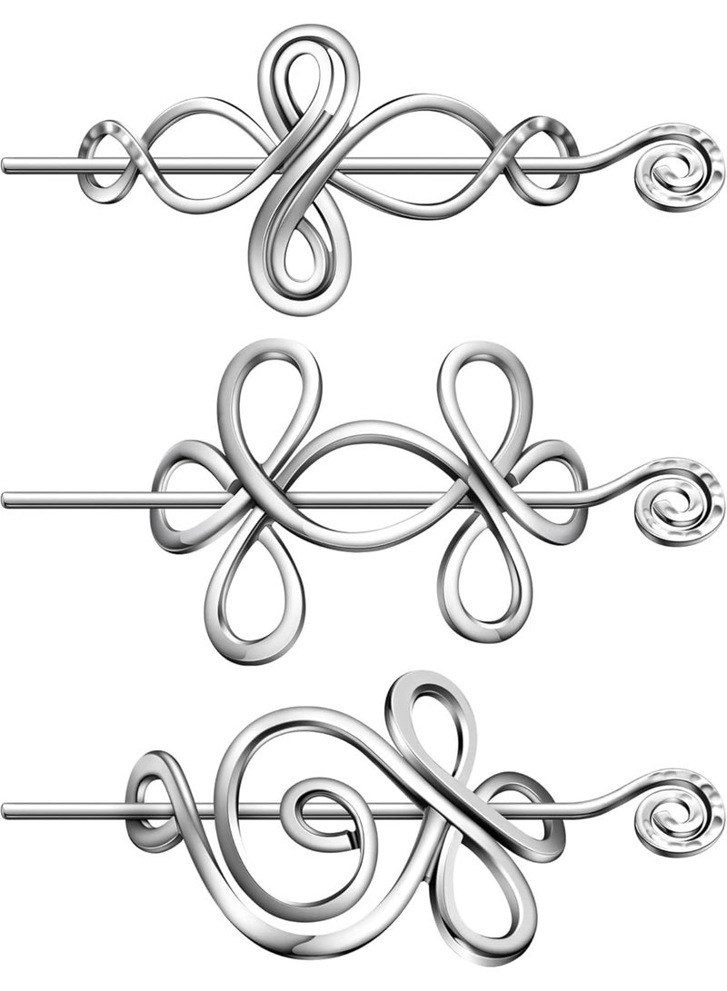 SOLARAE Shawl Pin, 3 Pcs Vintage Scarf Pin, Cloak Pin Sweater Brooch Metal Hair Barrette with Stick for Women Girls Knitter Handmade Cape - Image 1