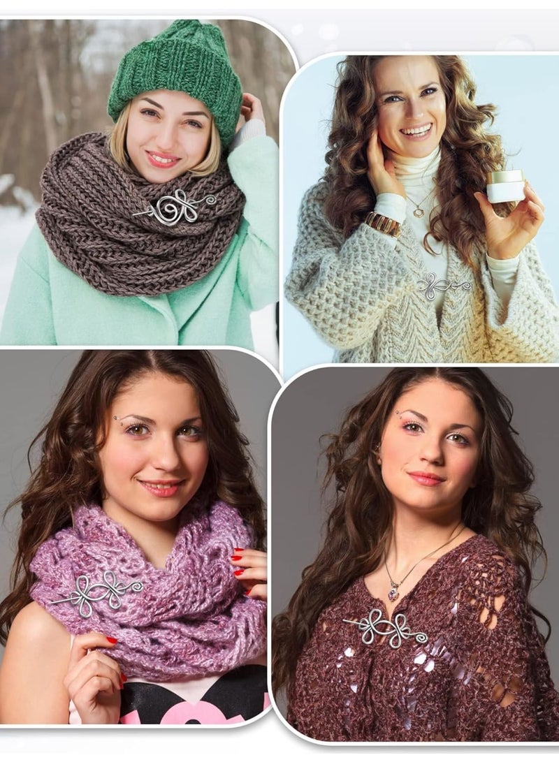 SOLARAE Shawl Pin, 3 Pcs Vintage Scarf Pin, Cloak Pin Sweater Brooch Metal Hair Barrette with Stick for Women Girls Knitter Handmade Cape - Image 3