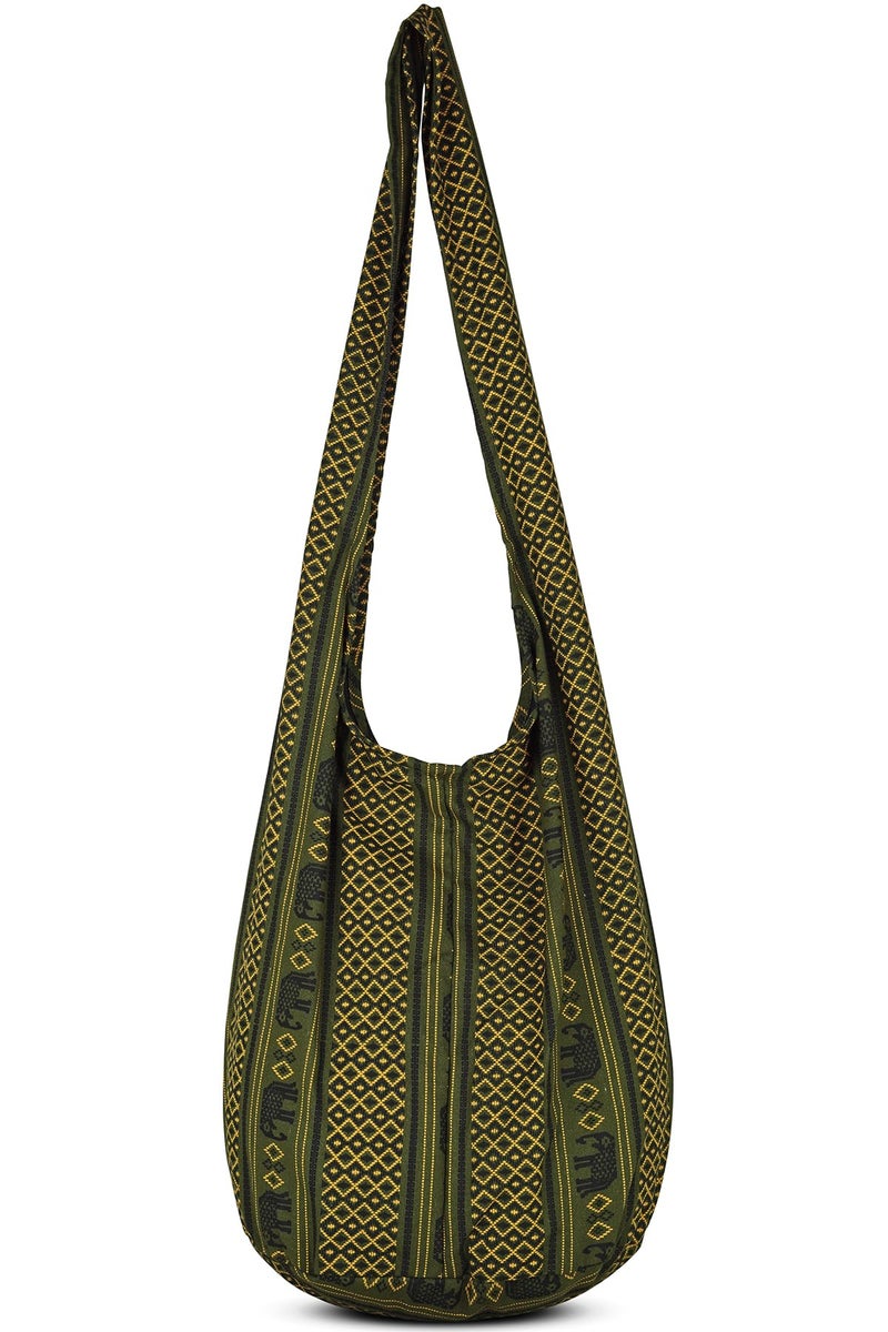 Your Cozy Boho Crossbody Bag for Women â€“ Handmade Cotton Sling Bag Lightweight Unisex Travel Purse with Zipper (Ele Olive) - Image 5
