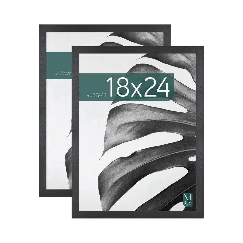 MCS Studio Gallery 18x24 Poster Frame Black Woodgrain Vertical  Horizontal Wall Hanging Large Picture Frame for Photos Posters  Art Prints 2Pack