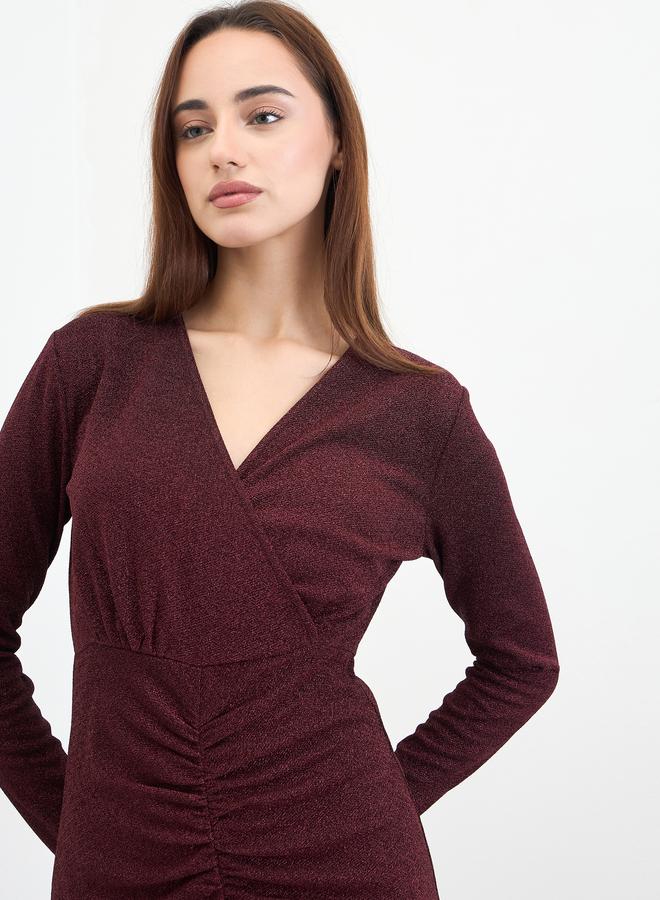 Styli Women Burgundy Mermaid Hem Midi Dress - Image 4