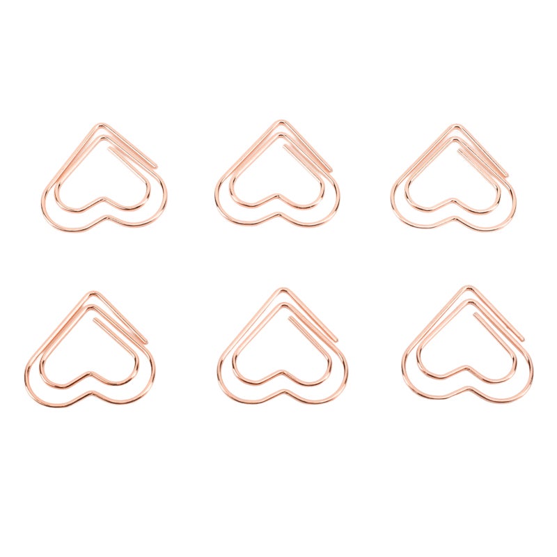 Heart Shaped Paper Clips: Rose Gold, Sturdy Metal Material, Holds 20-30 Sheets - Cute Stylish Design, Metal Paper Clips for Home, School, Office Organization & Students - Image 2