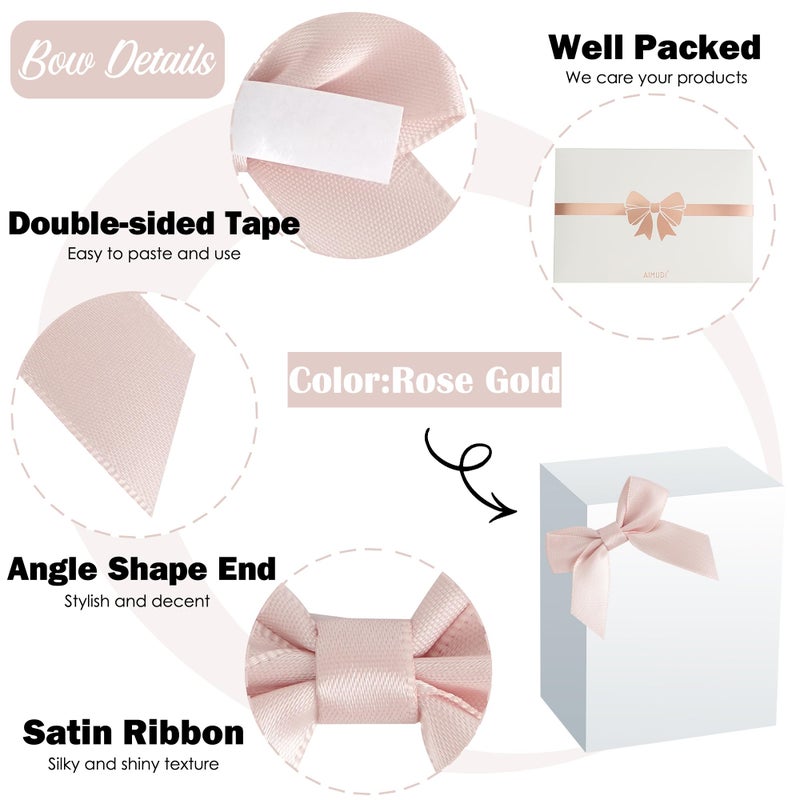 AIMUDI 5 Colors Pink 2" Satin Bows Self Adhesive Satin Bows for Gift Wrapping Premade Satin Bows with Double-Sided Tape for Making Crafts Baby Shower Birthday Party Wedding Decorations, 50 PCs - Image 3