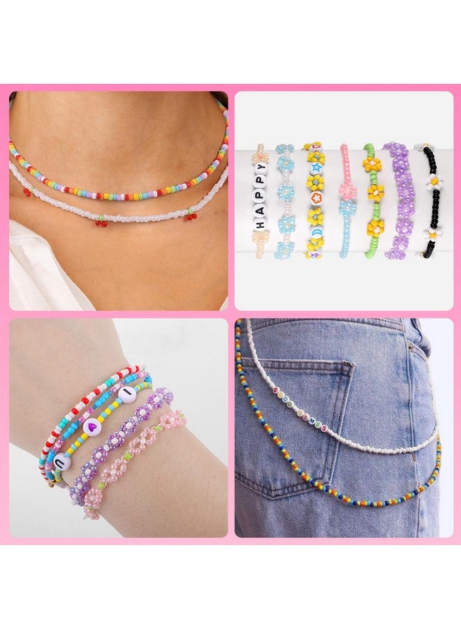 Funtopia 34000pcs+ 3mm Seed Beads for Jewelry Making, 5 Types 120 Colors Small Glass Beads for Bracelets, Friendship Bracelet Kit with Alphabet Letter Beads Smile Face Beads for DIY, Art and Craft - Image 4