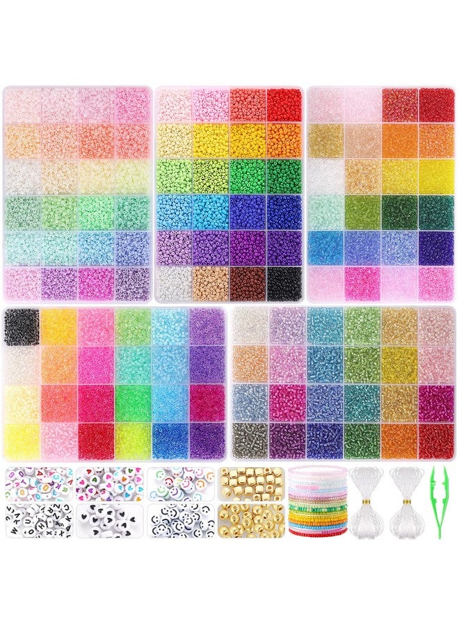 Funtopia 34000pcs+ 3mm Seed Beads for Jewelry Making, 5 Types 120 Colors Small Glass Beads for Bracelets, Friendship Bracelet Kit with Alphabet Letter Beads Smile Face Beads for DIY, Art and Craft - Image 1