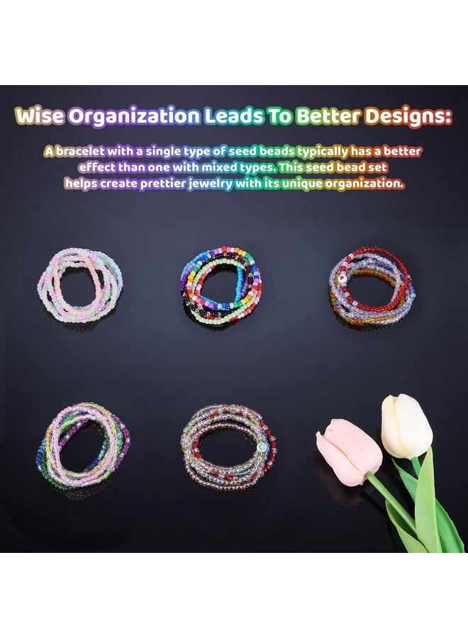Funtopia 34000pcs+ 3mm Seed Beads for Jewelry Making, 5 Types 120 Colors Small Glass Beads for Bracelets, Friendship Bracelet Kit with Alphabet Letter Beads Smile Face Beads for DIY, Art and Craft - Image 3